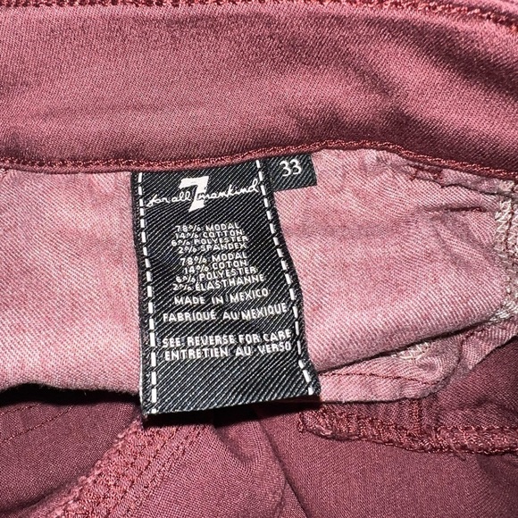 7 For All Mankind Live Sport Slimmy Burgundy Red Jeans Women Size 33 - Picture 7 of 7